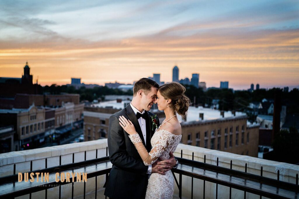 rooftop wedding evening